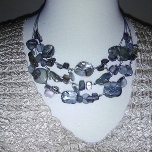 Abalone stone beaded 3 stranded necklace